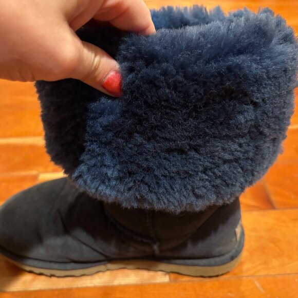 UGG Australia Classic Tall Navy Suede Boots Sheepskin Women's 8 Style 5815 - Picture 8 of 12